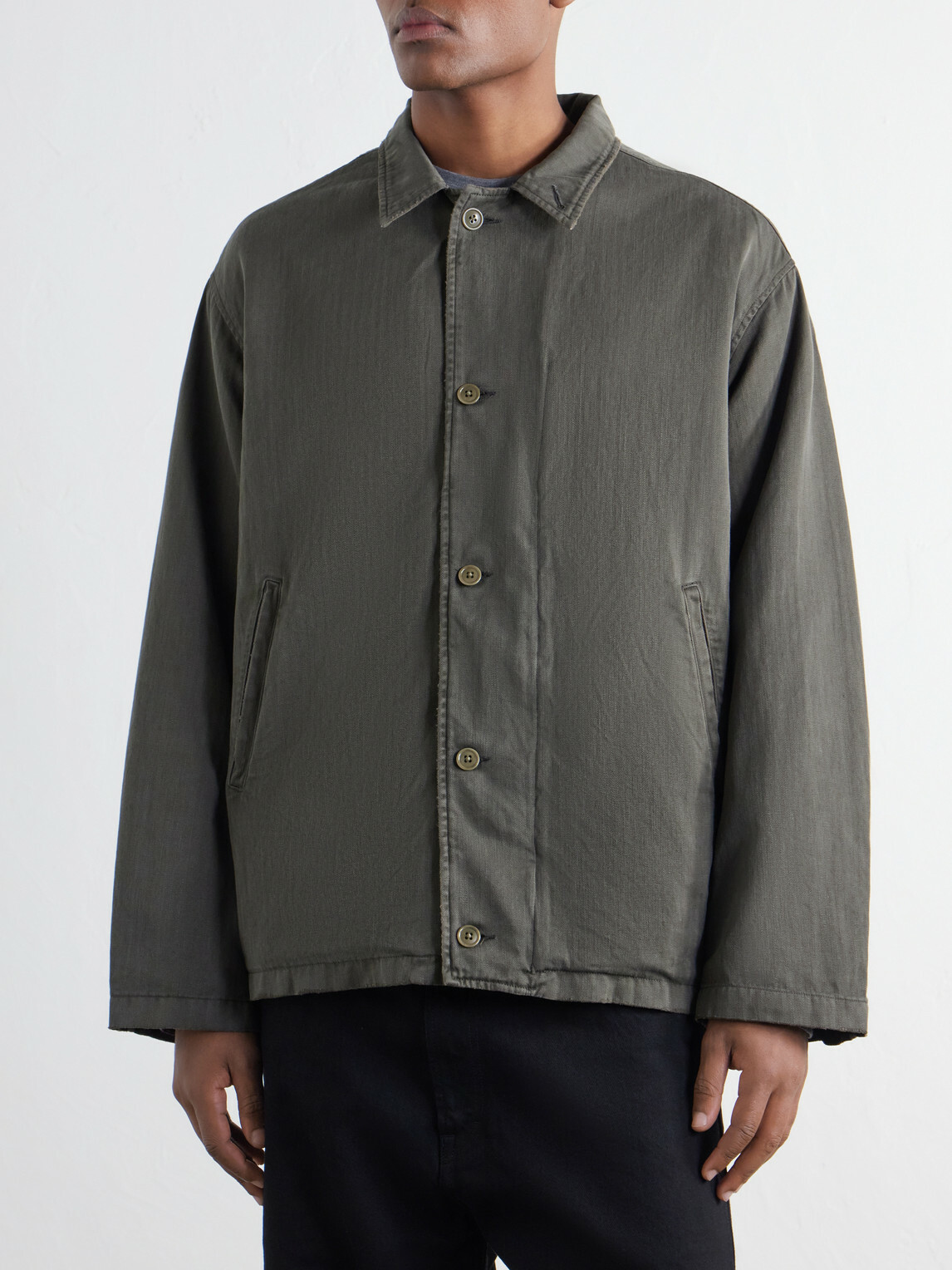 A.PRESSE - US Navy N-4 Deck Cotton-Herringbone Jacket - Green