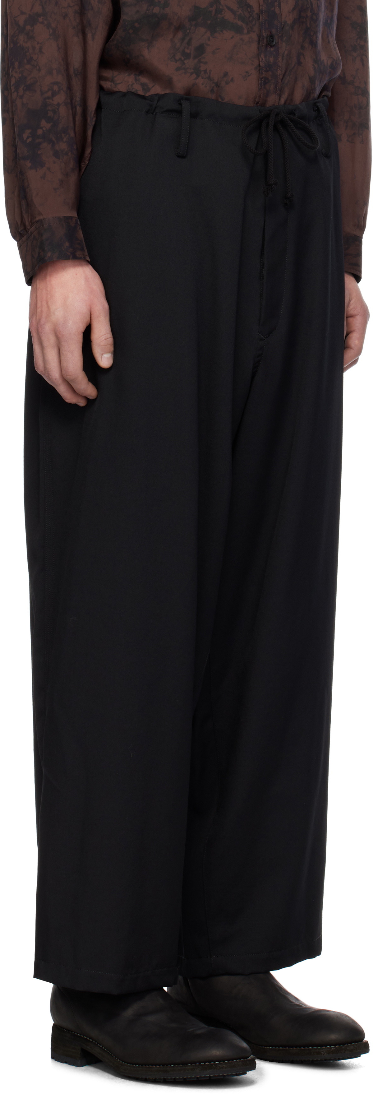 Y's For Men Black Standard String Trousers