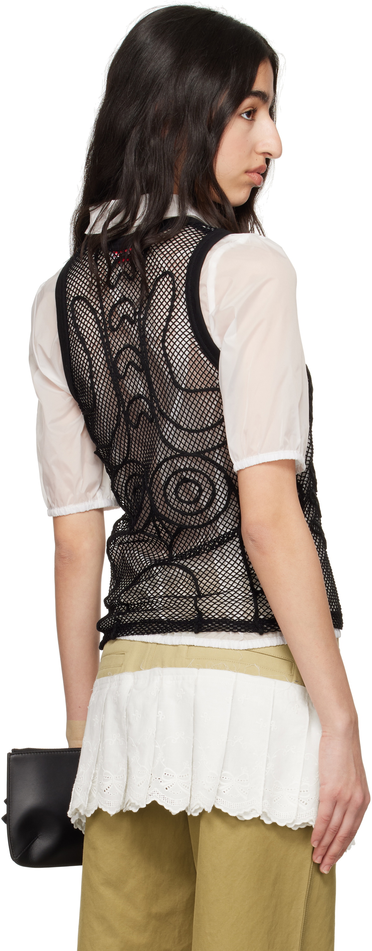 Charles Jeffrey LOVERBOY Black Graphic Net Tank Top
