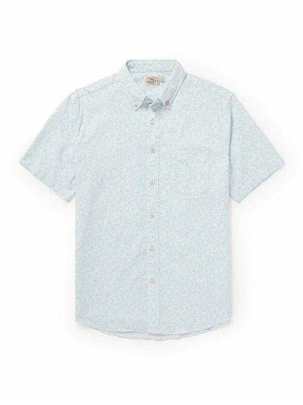 Photo: Faherty - Breeze Button-Down Collar Printed Hemp-Blend Shirt - Blue