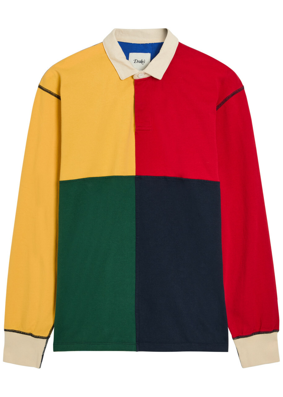 Drake's Colour-blocked Cotton Rugby top Multicoloured 1