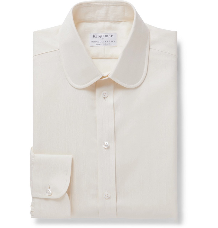 Photo: Kingsman - Turnbull & Asser Slim-Fit Penny-Collar Herringbone Cotton Shirt - Neutrals