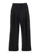 Juun.J Black Pants With Elastic Drawstring In Wool Blend Man