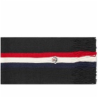 Moncler Men's Tricolore Striped Logo Scarf in Black