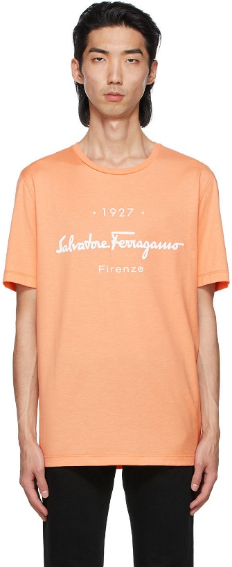 Photo: Salvatore Ferragamo Orange '1927' Signature T-Shirt