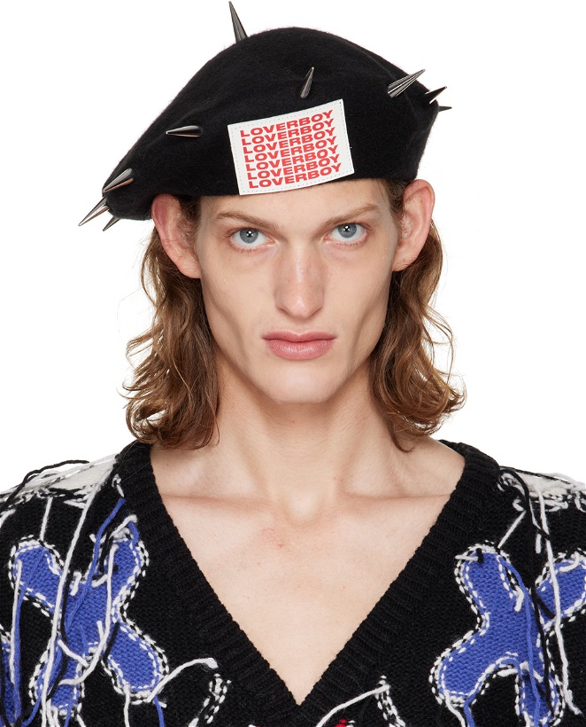 Photo: Charles Jeffrey Loverboy SSENSE Exclusive Black Studded Patch Beret