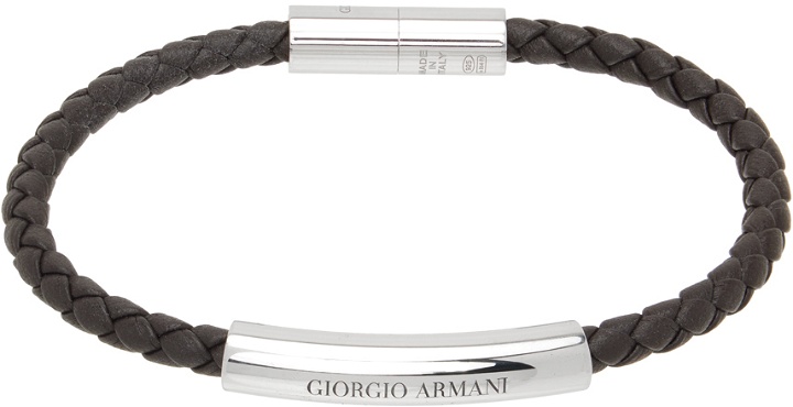 Photo: Giorgio Armani Brown Braided Leather Bracelet