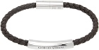 Giorgio Armani Brown Braided Leather Bracelet