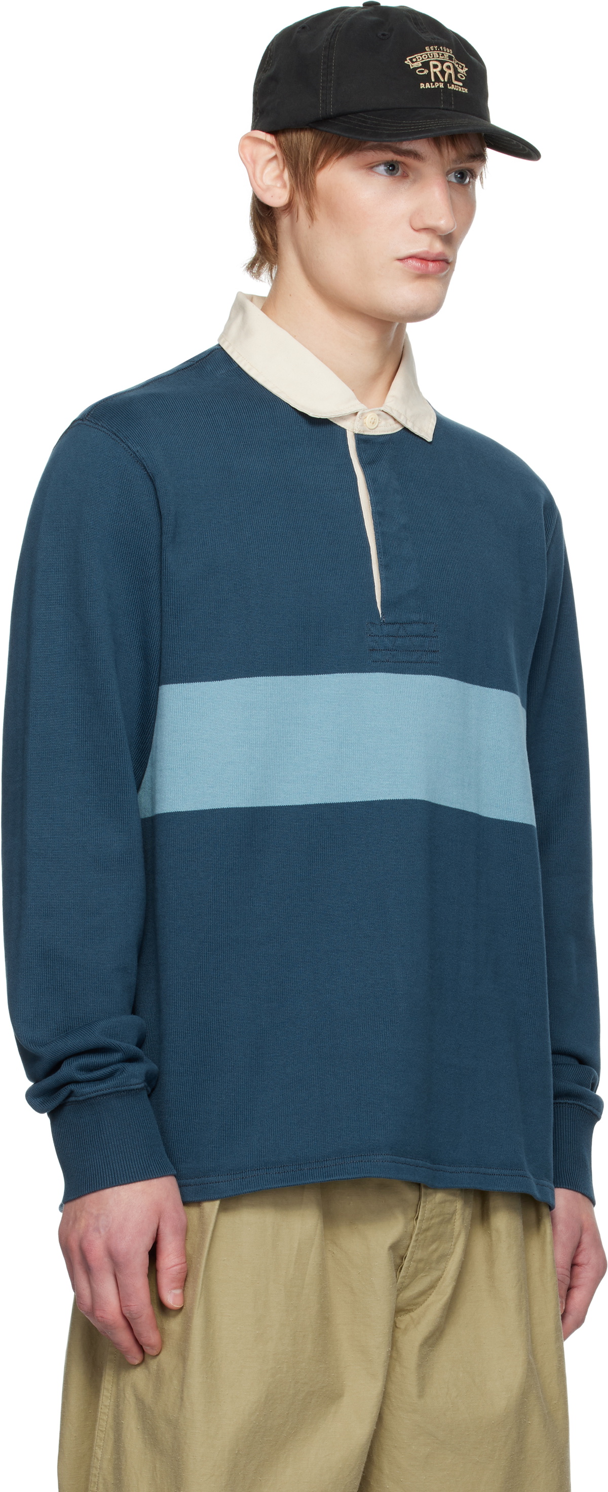 RRL Navy Oversize Striped Jersey Rugby Polo RRL