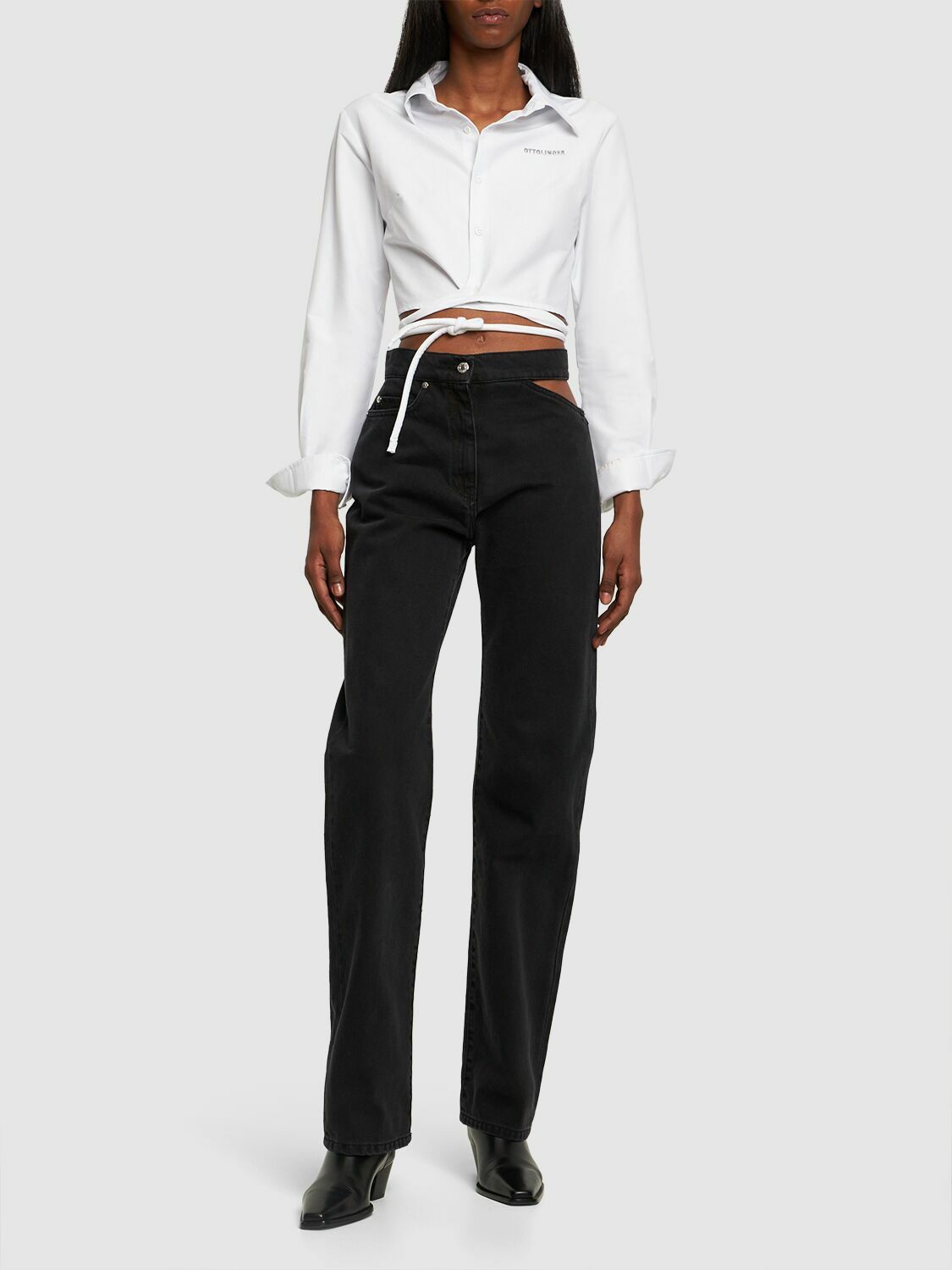 MSGM - Cotton Denim Cutout Jeans MSGM