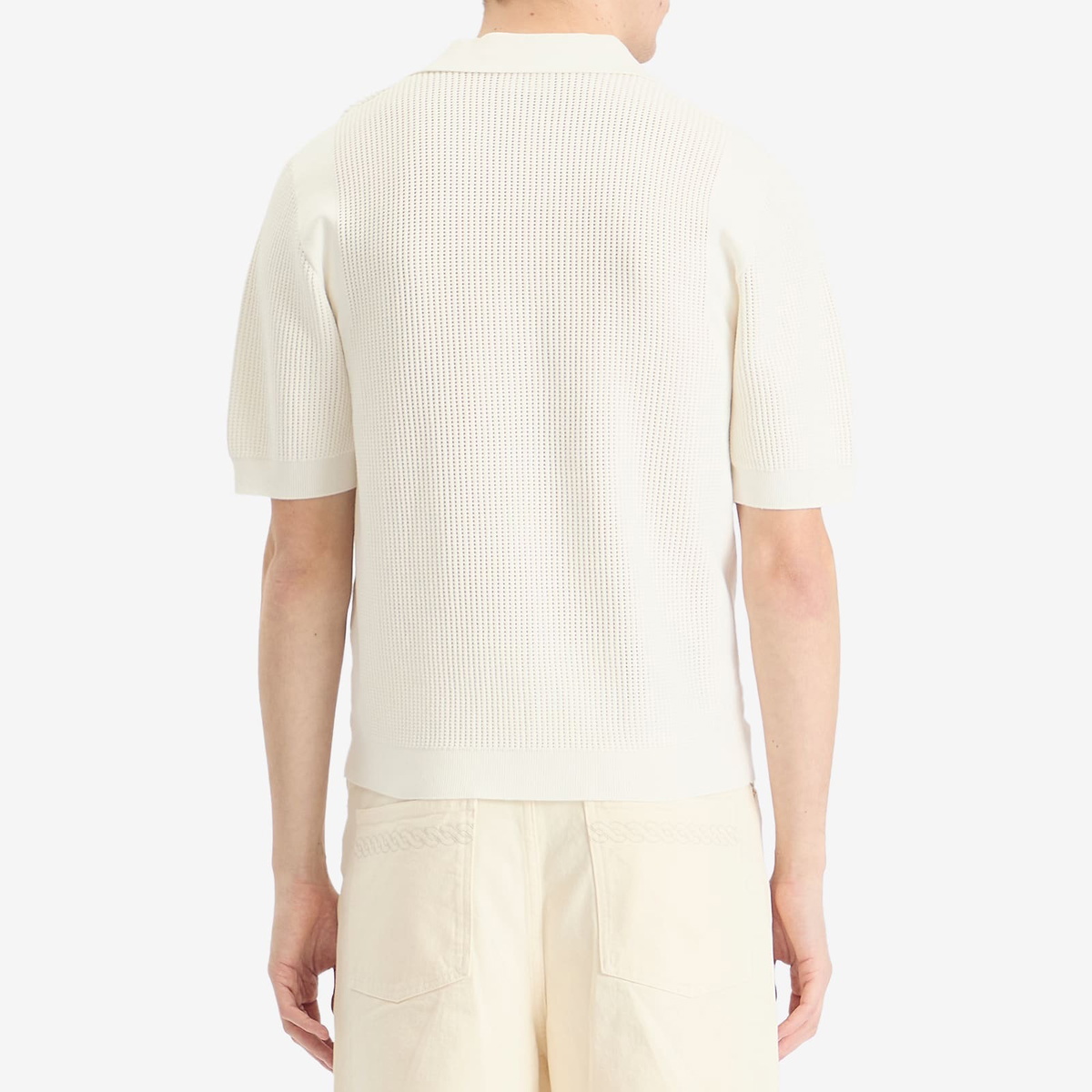 Drôle de Monsieur Men's Monogram Knit Polo in Cream
