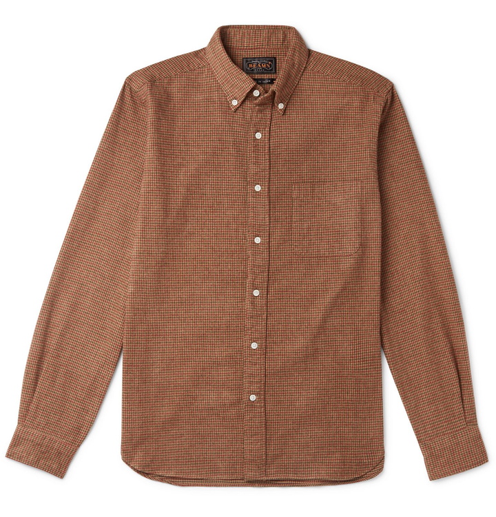 Photo: Beams Plus - Button-Down Collar Checked Brushed-Cotton Shirt - Brown