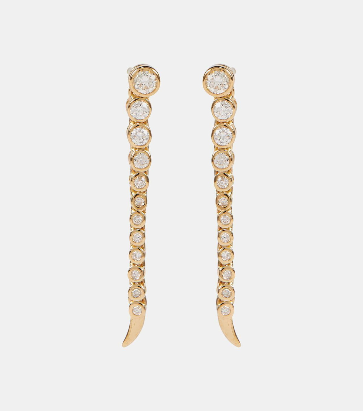 Ondyn Short Continuum 14kt yellow gold drop earrings with diamonds