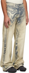 CAMPERLAB Beige Distorted Print Jeans