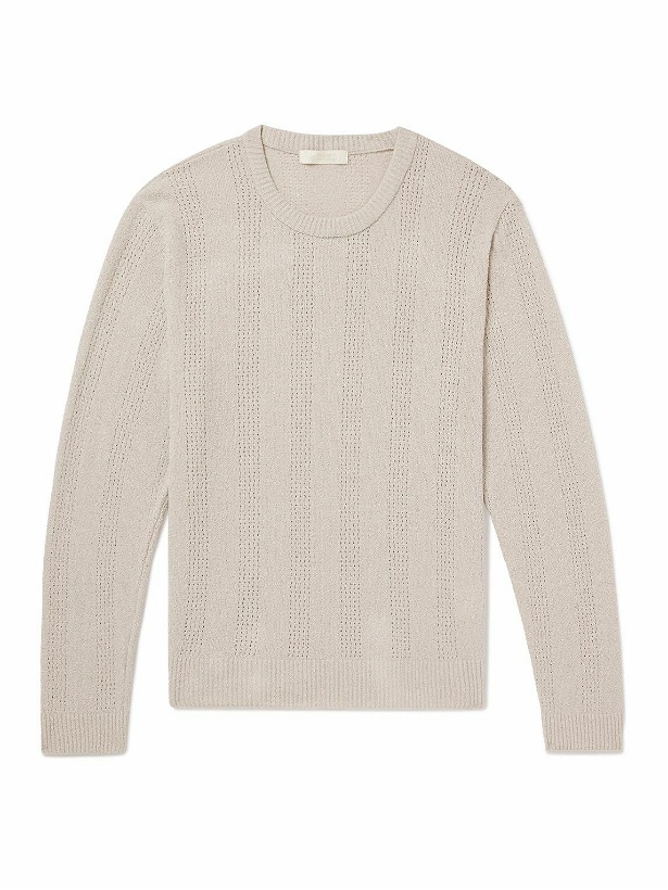 Photo: mfpen - Everyday Striped Organic Cotton-Blend Bouclé Sweater - Neutrals