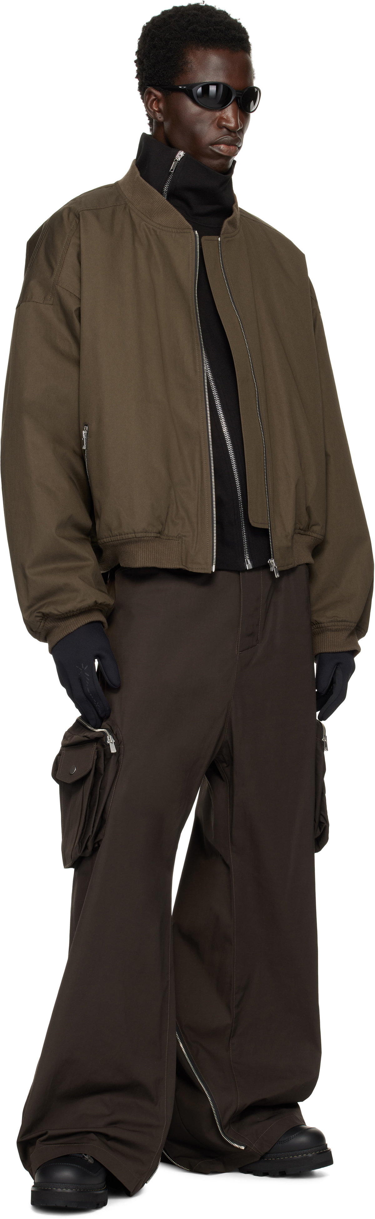 FFFPOSTALSERVICE SSENSE Exclusive Brown Wide Backzip Cargo Pants