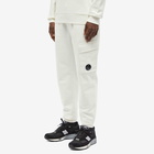 C.P. Company Men's Diagonal Fleece Cargo Track Pants in Gauze White