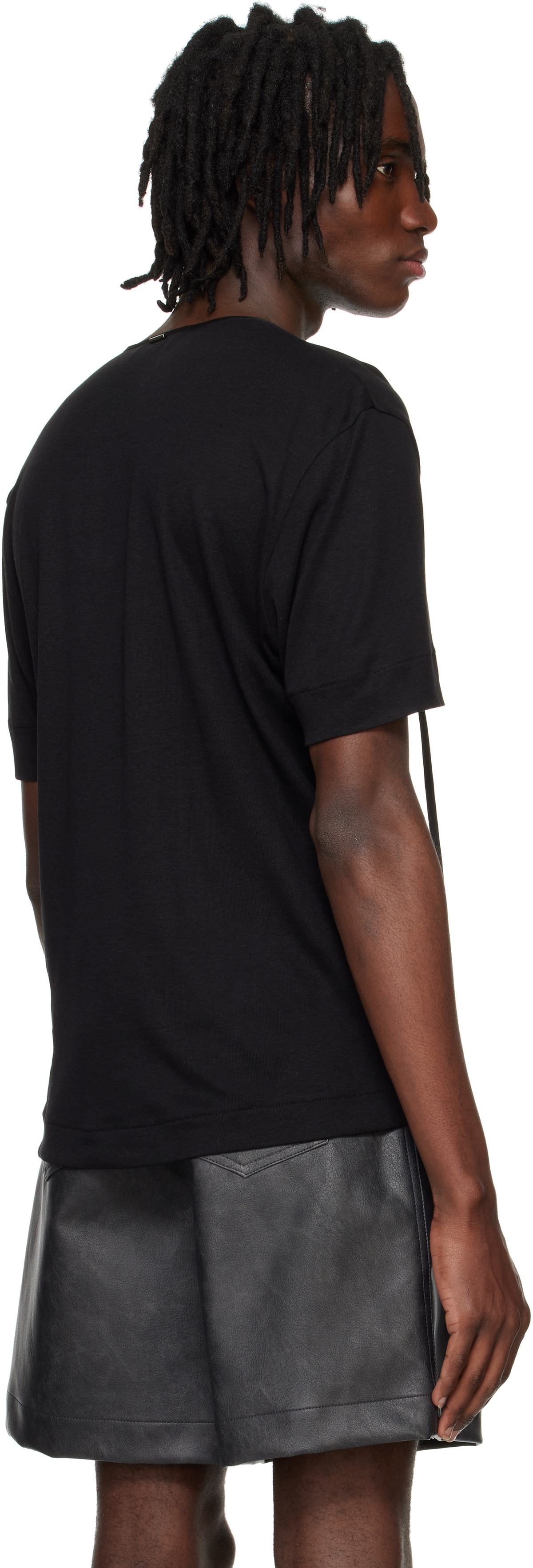 System Black Satin Strap T-shirt
