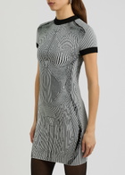 Jean Paul Gaultier Patterned-intarsia Knitted Mini Dress White And Black