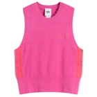 Adidas Women's Fluffy Knitted Vest in Semi Lucid Fuchsia