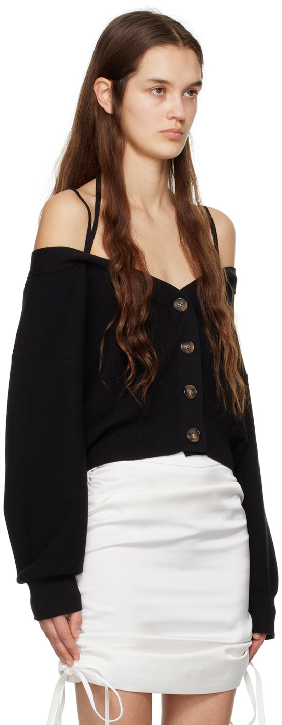 J KOO Black Strap Cardigan
