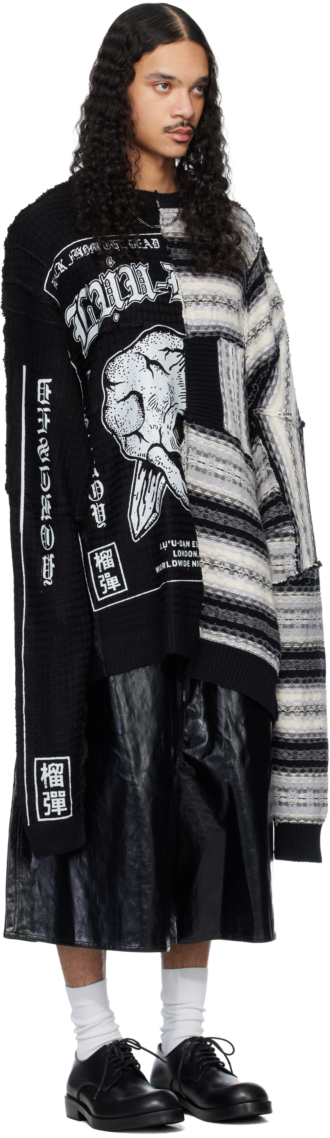 LU'U DAN Black & Gray Down Cycled Sweater