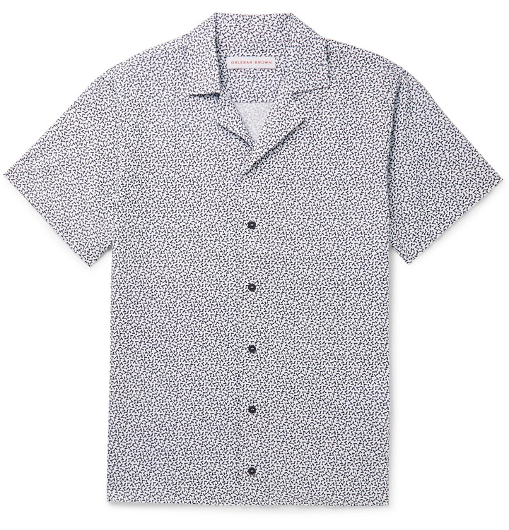 Photo: Orlebar Brown - Travis Camp-Collar Printed Cotton and Linen-Blend Shirt - White