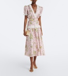 Rodarte Belted floral silk twill midi dress