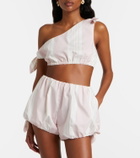 Posse Rosie asymmetric striped cotton crop top