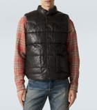 RRL Reversible leather and cotton puffer vest