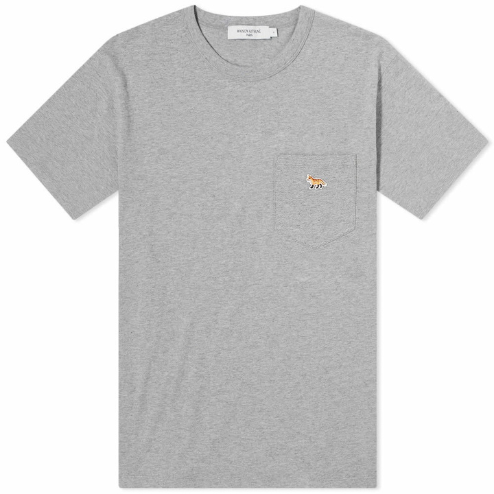 Photo: Maison Kitsuné Men's Profile Fox Patch Pocket T-Shirt in Grey Melange