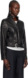 Ann Demeulemeester Black Ikra Fitted Leather Biker Jacket