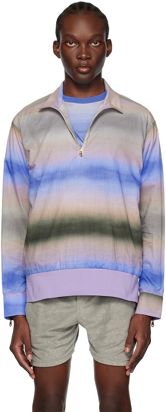 Photo: Paul Smith Blue & Brown Half-Zip Sweater
