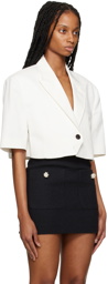 Pushbutton White Cropped Blazer