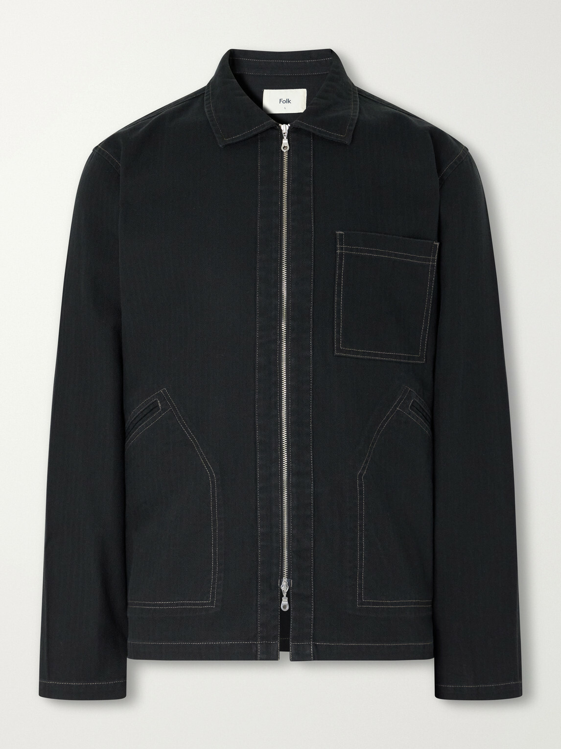 Folk - Cotton-Twill Zip-Up Overshirt - Black