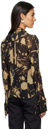 ioannes Black & Brown Ruffle Shirt