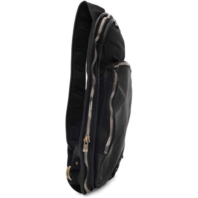 Guidi Black Leather Expandable Backpack Guidi