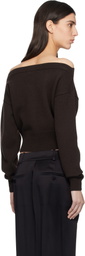 TOM FORD Brown Soft Cashmere Open-Neck Shrunken Cardigan