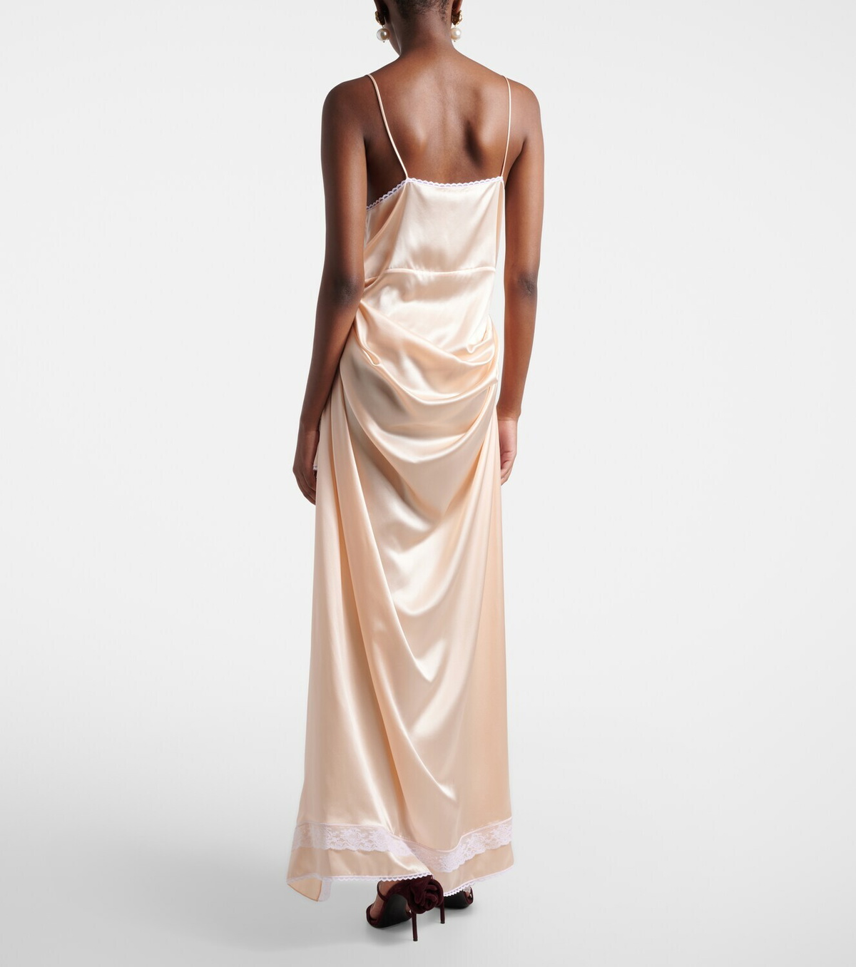Magda Butrym Lace-trimmed silk satin slip dress