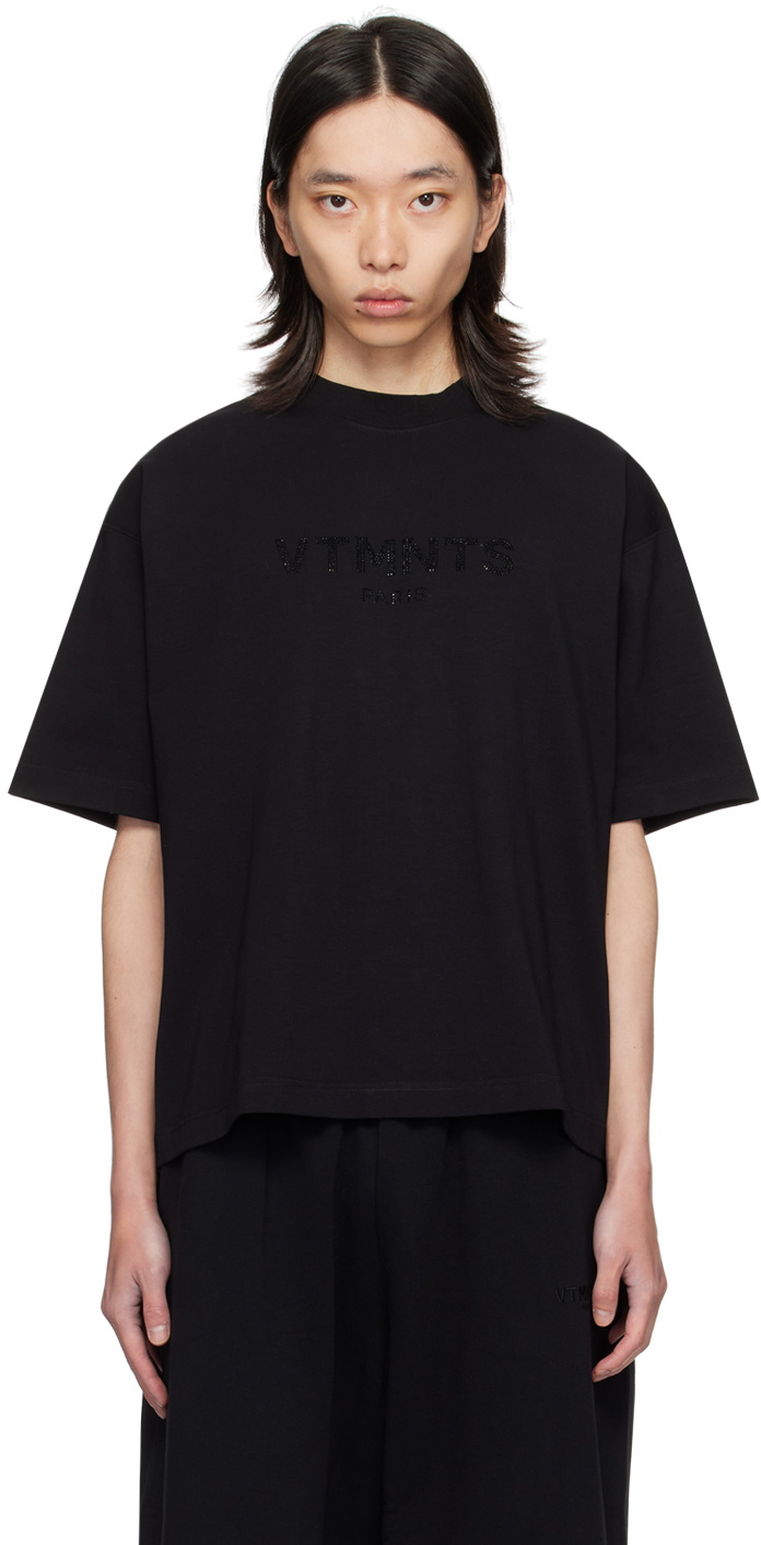 【VTMNTS】 PARIS 刺繍 T シャツ VTMNTS Black Paris T-Shirt VTMNTS