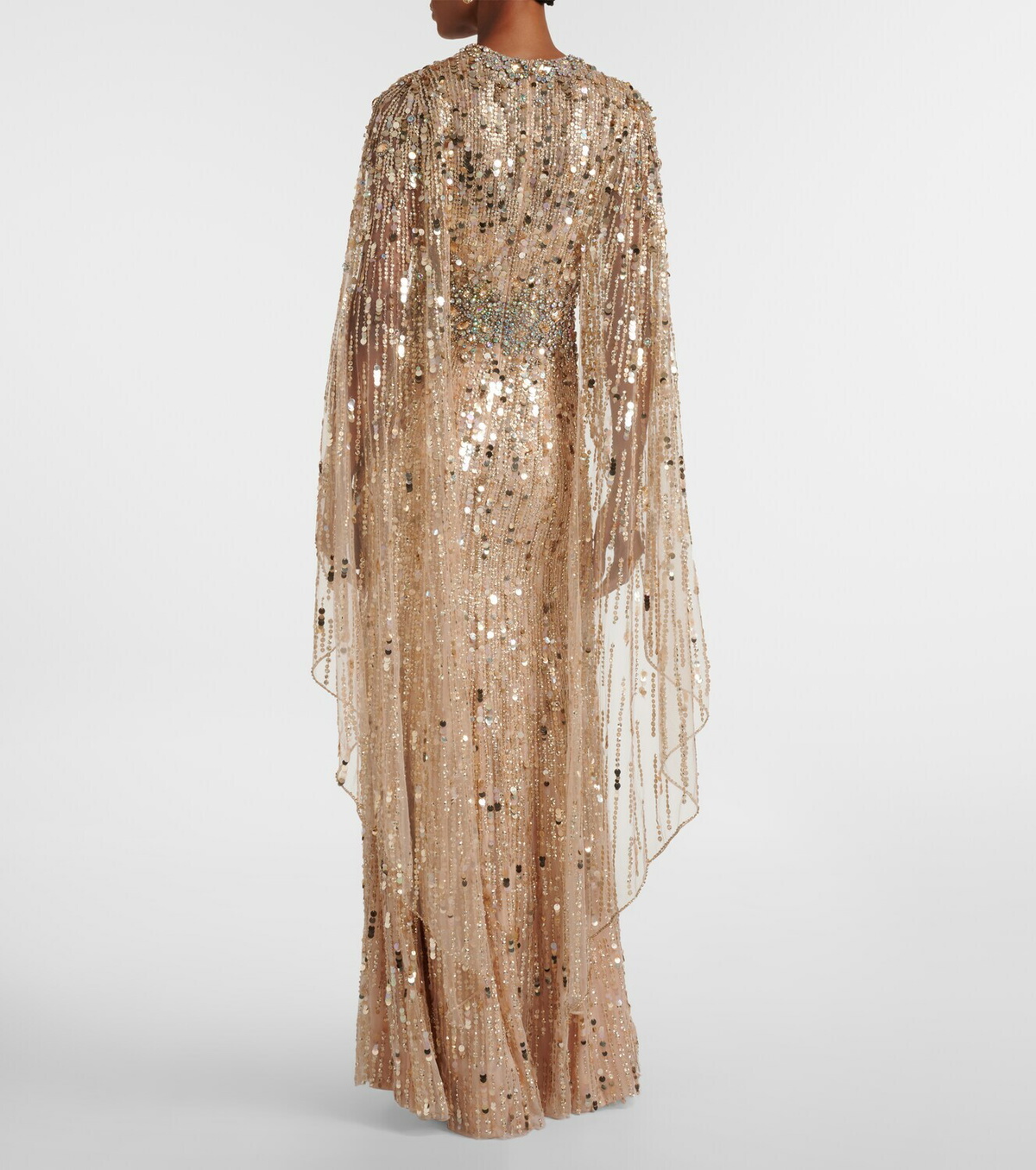 Jenny Packham Honey Dew caped embellished gown