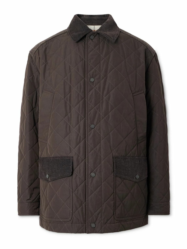 Photo: Purdey - Winchester Corduroy and Knit-Trimmed Quilted Padded Shell Jacket - Brown