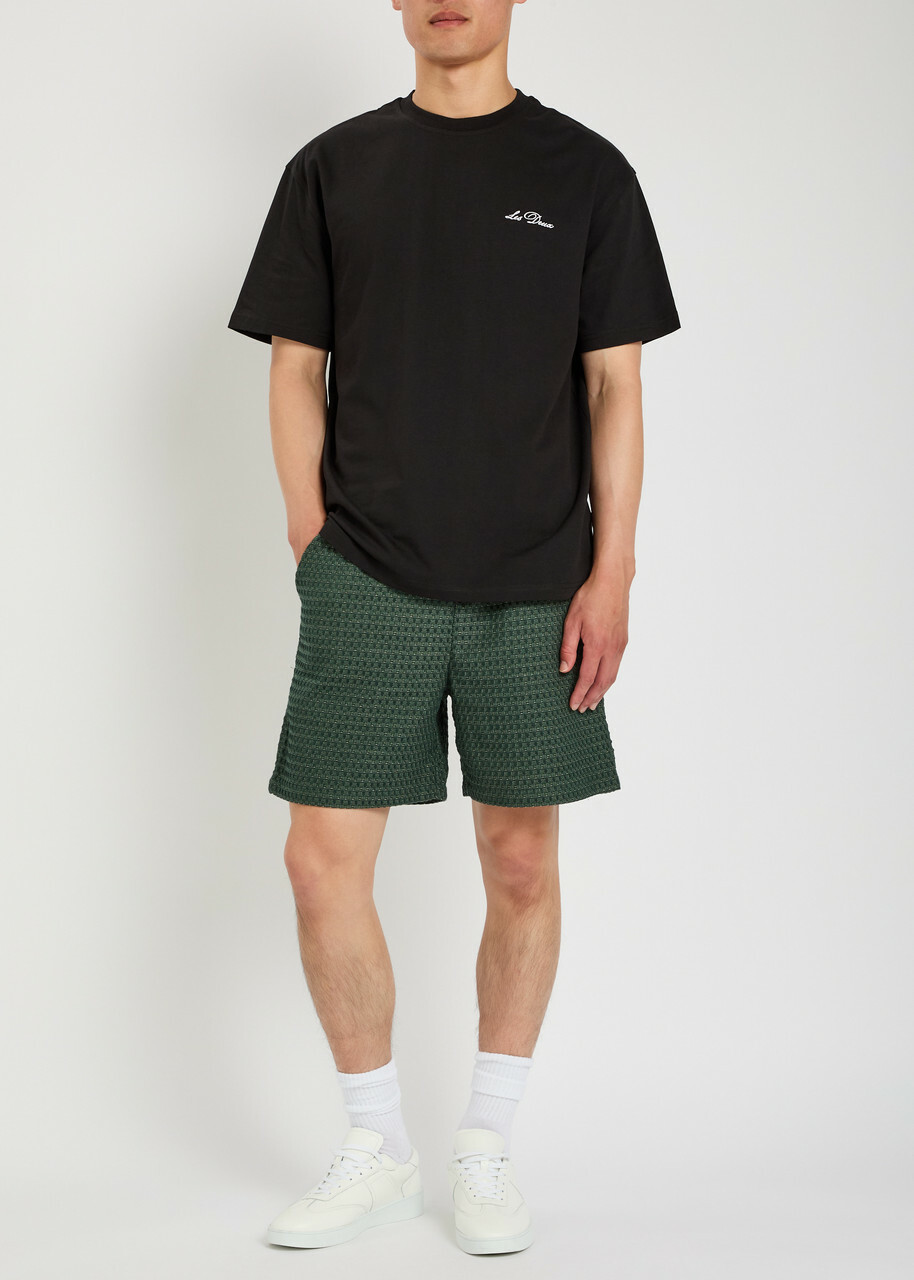 Les Deux Logo-embroidered Cotton T-shirt Black