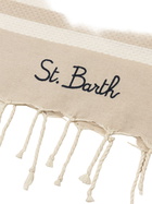 MC2 Saint Barth Cotton Beach Towel Fouta With Beige Striped Print