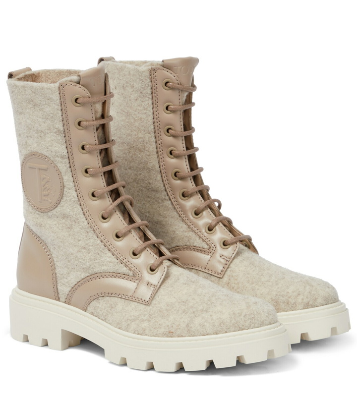 Photo: Tod's Felted leather-trimmed combat boots