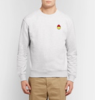 AMI - The Smiley Company Appliquéd Mélange Loopback Cotton-Jersey Sweatshirt - Men - Light gray