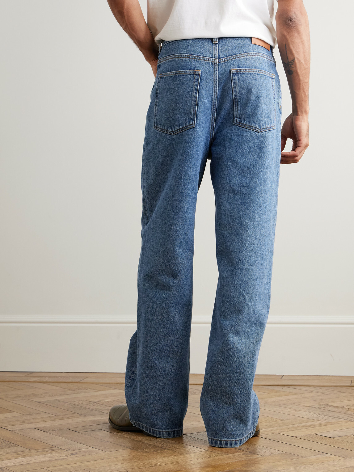 LOEWE - Anagram Wide-Leg Logo-Embroidered Jeans - Blue