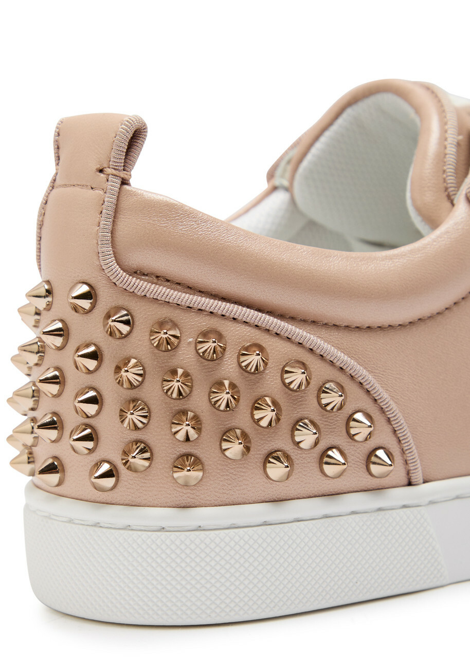 Christian Louboutin Louise Junior Spikes Pearlescent Leather Sneakers Rose