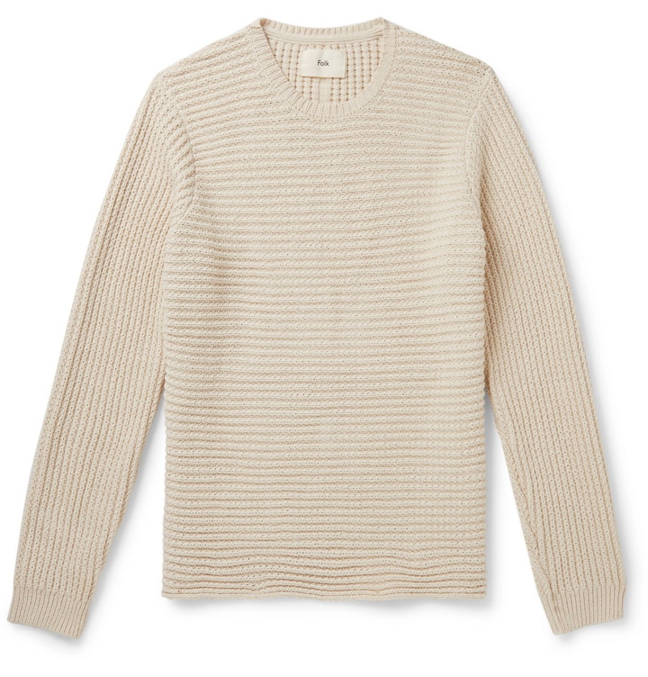 Photo: Folk - Junction Ribbed Cotton Sweater - Neutrals