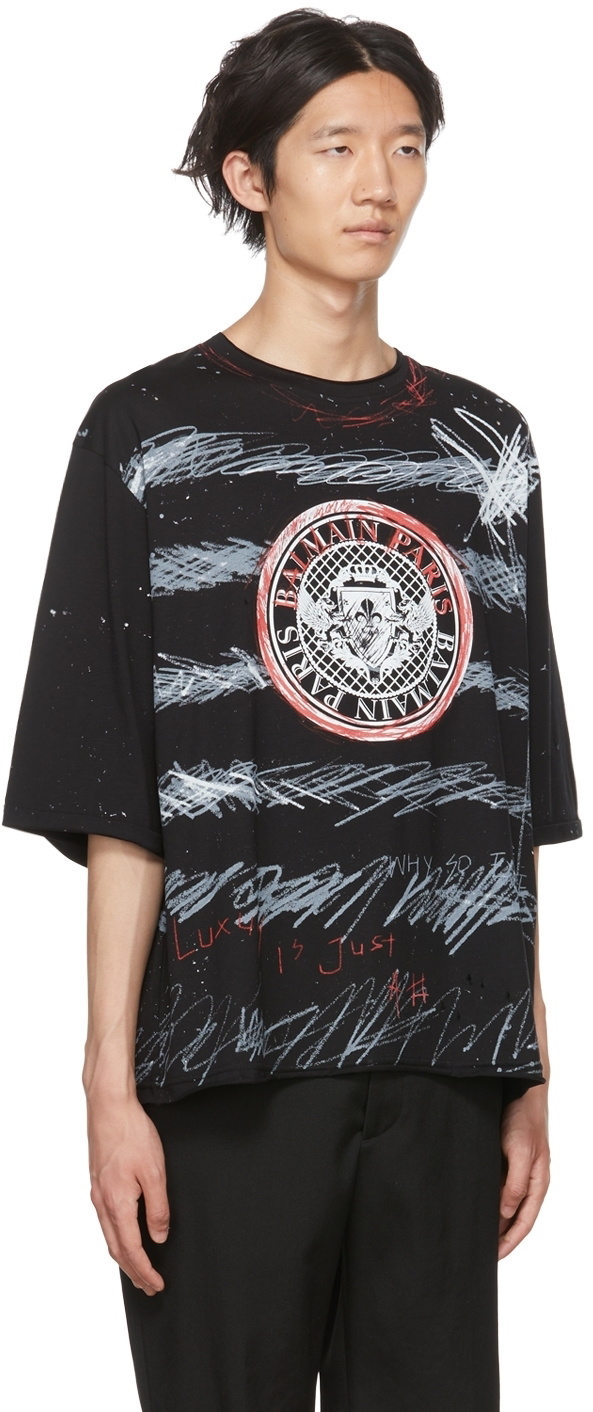 Balmain Black Graffiti T-Shirt Balmain